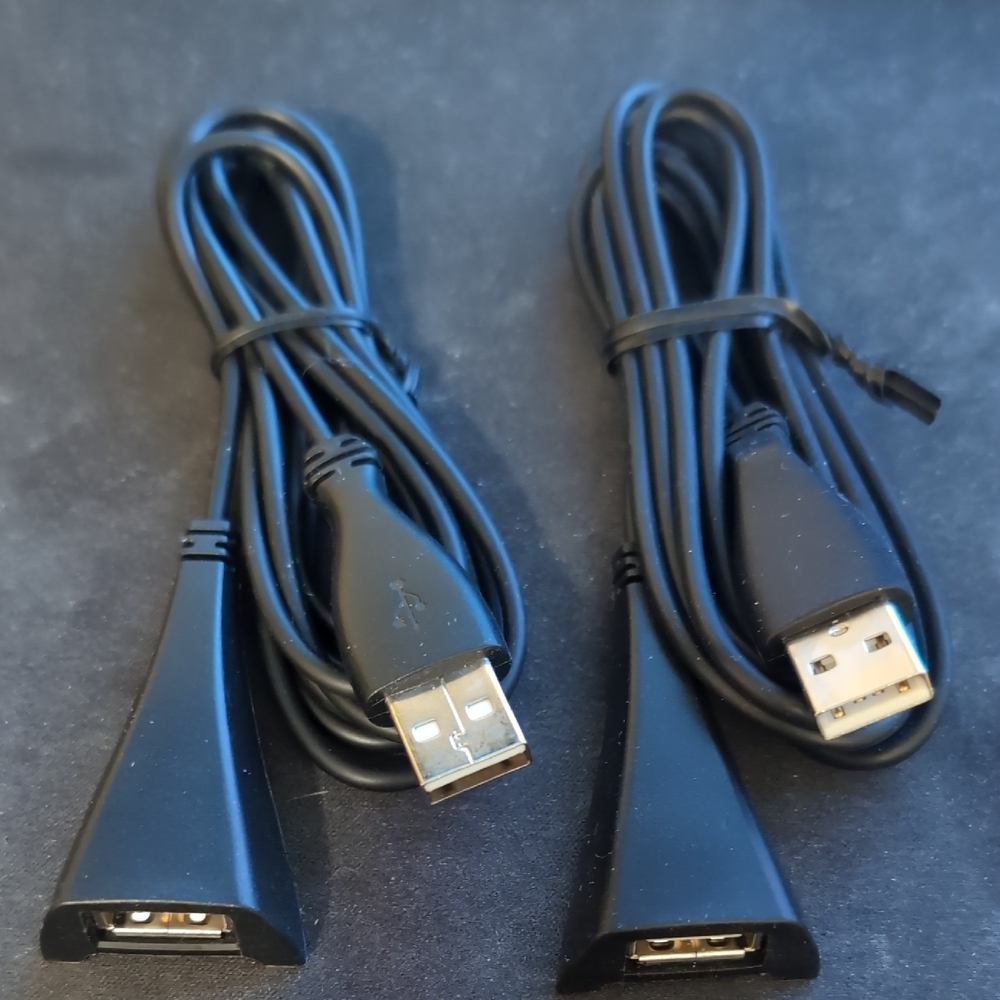 Two Bibablyke Replacement USB Receiver Extension Cable Extender Cord Black